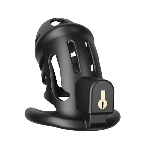 Клітка для пеніса LOCKINK SEVANDA Plastic Penis Chastity Cage, чорна, 3 кільця різних розмірів Sex Aura | Зображення 1