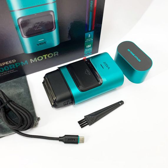 Електробритва-шейвер для бороди та обличчя VGR V-307 GREEN металевий корпус | Зображення 8