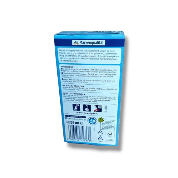Туалетний блок ароматизатор + 3 наповнювачі 3*55мл DenkMit  WC Duftspuller Gel Frische Trio | Зображення 1