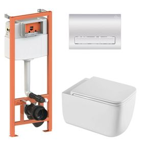 Набір Qtap Nest 4 в 1 підвісний унітаз Gemini Ultra Quiet 530х365х373 + комплект інсталяції QT2533076EUQW46165