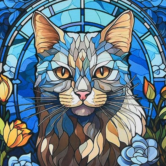 Алмазная мозаика "Сияние белой кошки" DEEX16298 не полная выкладка 30х30 см