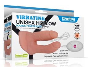 Страпон для подвійного проникнення - Vibrating Unisex Hollow Double Penetration 6"