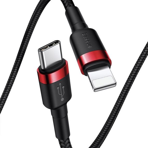 Дата кабель Baseus Cafule Type-C to Lightning PD 18W (1m) (CATLKLF) Red / Black | Зображення 2