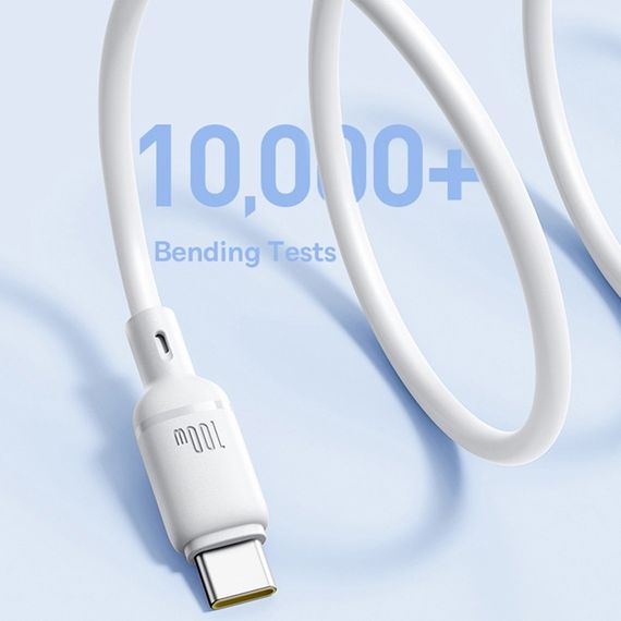 Дата кабель Baseus Silky Series OS Fast Charging USB to Type-C 100W (2m) (P10377703) Moon White | Зображення 1