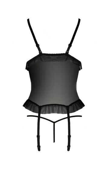 Корсет зі стрінгами JUSTINA CORSET black S/M - Passion | Зображення 3