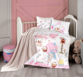 Дитячий комплект постільної білизни з пледом First Choice Baby Digital Satin Nirvana 100х150 см. Wenny