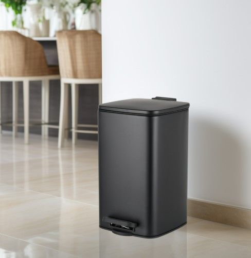 Відро для сміття Zerix Kubix-TC0108 Black з плавним закриттям, квадратне, 8 л, чорний (ZX5892) | Зображення 2