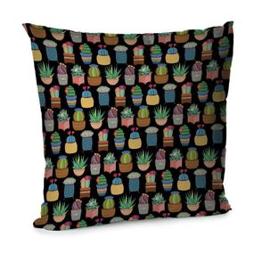 Подушка диванная с бархата Кактусы 45x45 см (45BP_TFL004)