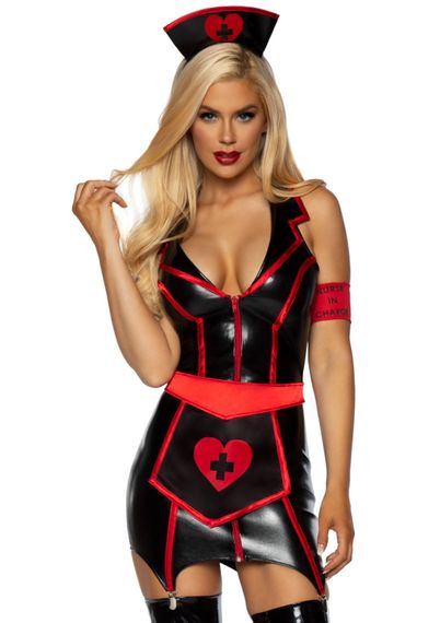 Костюм сексуальної медсестри Naughty Nurse Leg Avenue, 4 предмети Black - M | Зображення 1