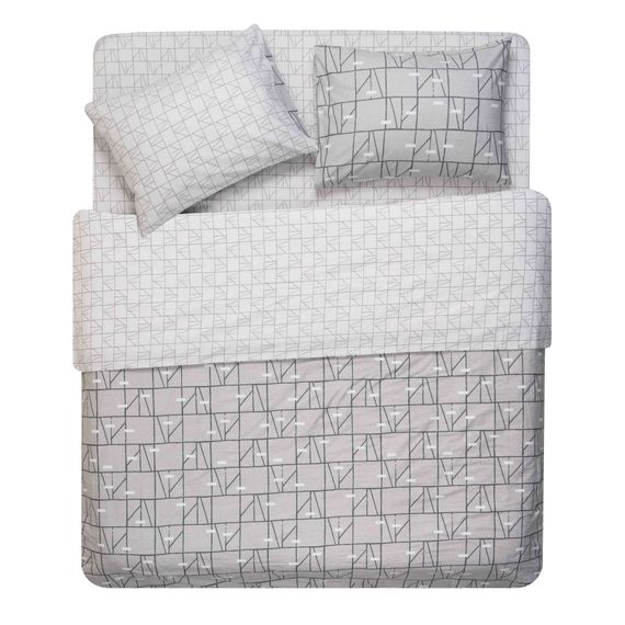 Набір постільної білизни 1,5сп Ardesto Gloria, 160х220см, 100% бавовна, сатин, геометрія, сірий (ART1622PG) | Зображення 6