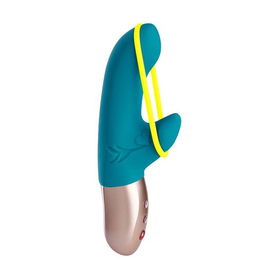 Мини вибратор-кролик со стимулирующей лентой Fun Factory AMORINO petrol/neon yellow, лента съемная | Зображення 2