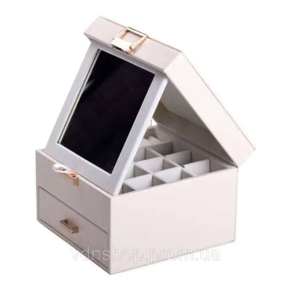 Шкатулка для украшений из эко кожи 2 яруса органайзер для ювелирных изделий HP-5-2W | Зображення 1