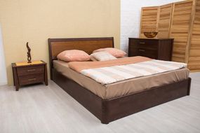 Ліжко полуторне дерев'яне Сіті з підйомним механізмом 140х200, колір темний горіх