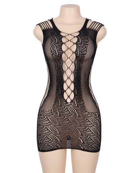 Мини-платье ажурное Star Night с декоративными переплетениями, черный sexstyle | Зображення 1