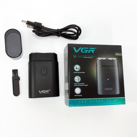 Мужская аккумуляторная мини электробритва VGR V-341 с двумя головками для бритья бороды и усов шейвер | Зображення 5