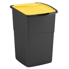 Контейнер для мусора Curver Koral bin 47 л черный с желтой крышкой, ведро для дома и сортировки (67032)