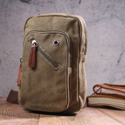 Сумка Vintage Чоловіча через плече з текстилю Оливкова (21231) | Зображення 6