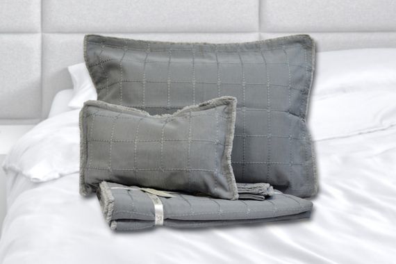 Покривало з бахромою Kayra 240х260 см. Bianca сіре | Зображення 2