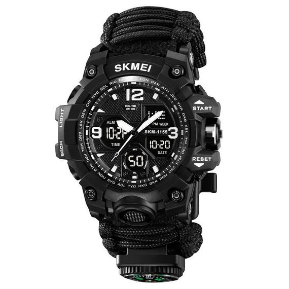 Годинник наручний чоловічий SKMEI WR-792 1155BKBK PARACORD | Зображення 1