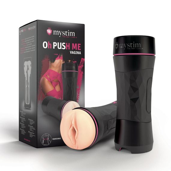 Мастурбатор-вагіна Mystim O(h) PUSH ME Vagina, можна стискати та регулювати вакуум Sex Aura | Зображення 6
