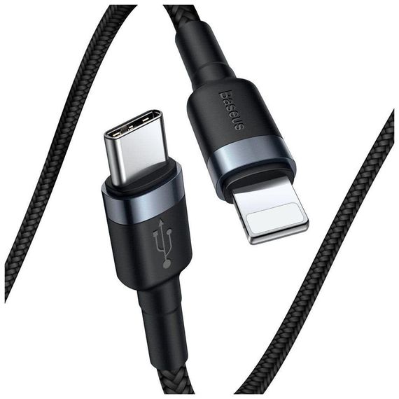 Дата кабель USB-C to Lightning 1.0m 18W 2.1A Cafule Black-Grey Baseus (CATLKLF-G1) | Зображення 1