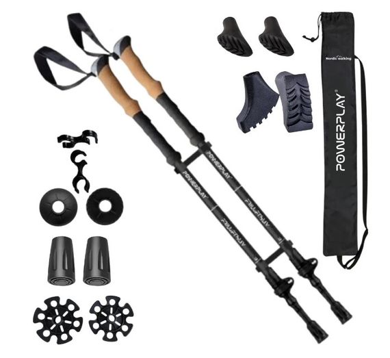 Трекінгові палиці PowerPlay 9110 Friluftsliv Black/White 80-135 см (пара) + 2-ві пари чобітків + чохол (PP_9110_Friluftsliv) | Зображення 6