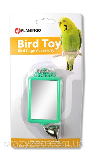 Іграшка для птахів Flamingo Mirror Straight+Bell Дзеркало з дзвіночком 6х8 см 100290
