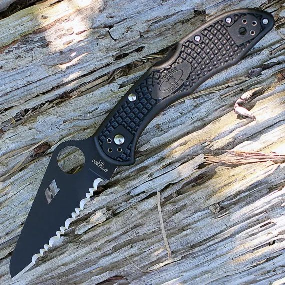 Ніж Spyderco Salt 2 Black Blade H-1 Serrated FRN Black | Зображення 4