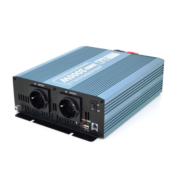 Инвертор напряжения Mexxsun MXS-2000.12V/220V, 2 Shuko, клеммные провода, Q4