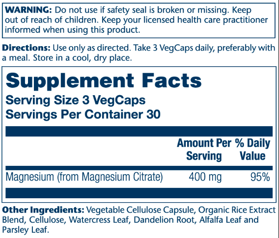 Magnesium Citrate 400mg - 90 vcaps | Зображення 1