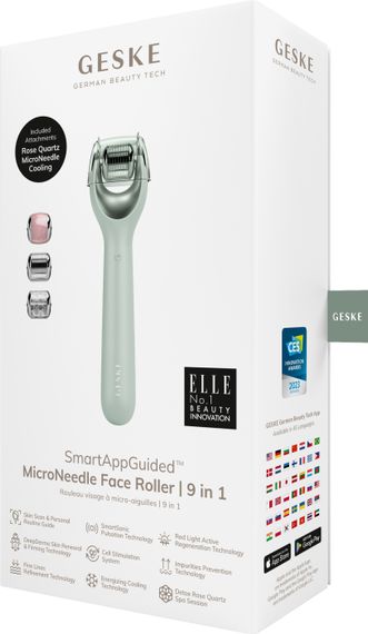 Електронний ролер для обличчя з мікроголками GESKE MicroNeedle Face Roller 9в1 green | Зображення 7