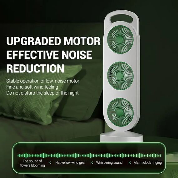 Трехголовочный вентилятор USB Перезаряжаемый XPRO Three head fan (45899-_250) | Зображення 5