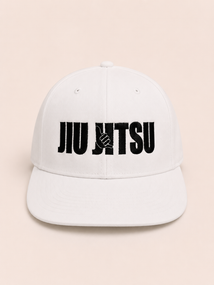 Біла бейсболка TM KINTAYO з вишивкою JIU JITSU/ДЖИУ ДЖИТСУ, з прямим козирком