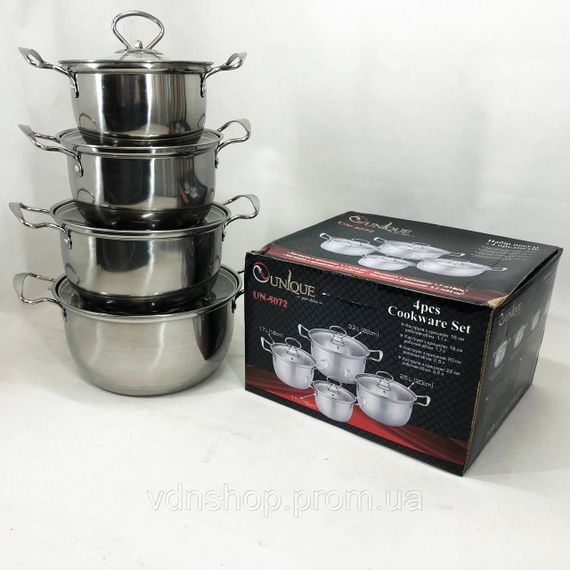 Набор кастрюль сталь Unique UN-5072, Комплект металлических кастрюль Фирменные наборы CY-60 | Зображення 7