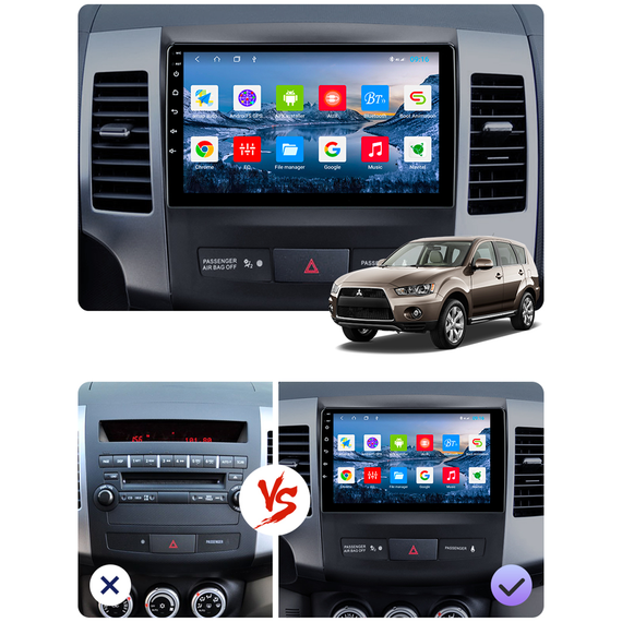 Штатная магнитола Lesko для Mitsubishi Outlander II 2005-2009 экран 9" 2/32Gb/ 4G/ Wi-Fi Premium GPS Андроид | Зображення 7