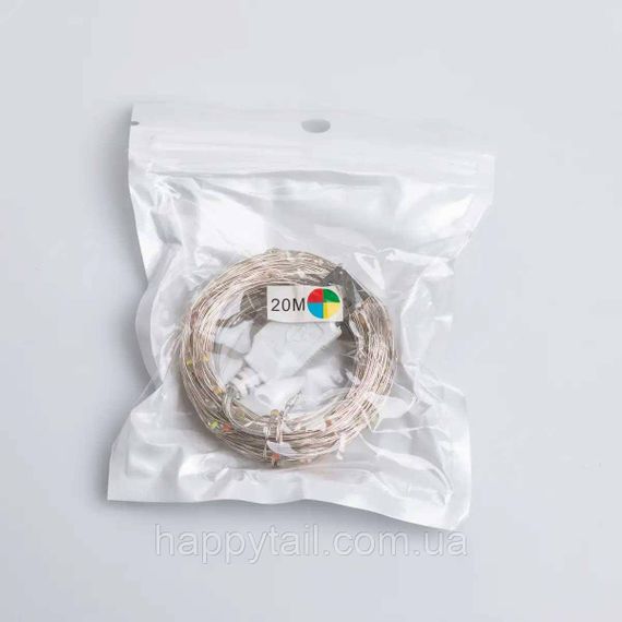 Гірлянда роса 20 метрів USB на 200 led світлодіодів крапля 20 метрів білий дріт мультиколор USB200L20MWML | Зображення 8