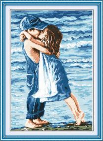 Набір для вишивання за нанесеною на канву схемою "Lovers on seaside". AIDA 14CT printed, 31*43 см