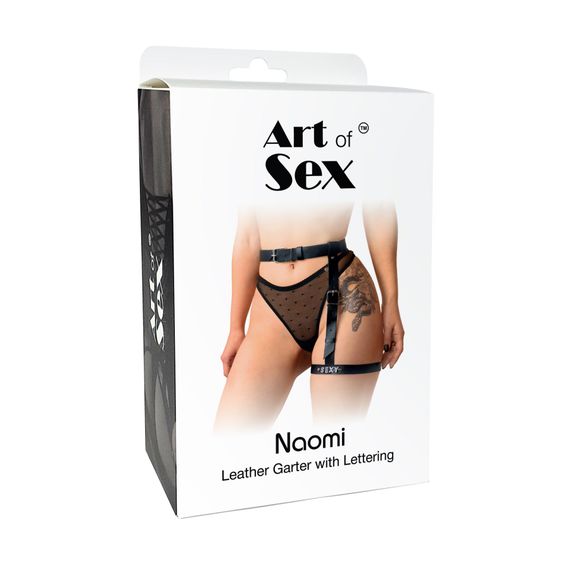 Гартер на ногу Art of Sex - Naomi з написом SEXY, натуральна шкіра, розмір XS-2XL, колір червоний | Зображення 3