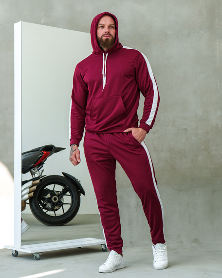 Костюм Лампас весна бордово-белый S M | Зображення 6