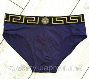Брифы мужские Versace, брифы с логотипом Версачи,  стильные мужские слипы Версачи Синий, XXL