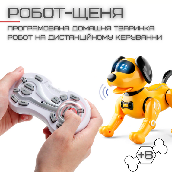 Игрушка Робот Собака Программируемая на Радиоуправлении Трюковая с Голосовым Сопровождением + Свет и Сенсорный Датчик | Зображення 1