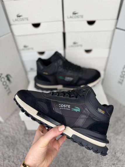 Зимові Чоловічі кросівки New Lacoste Elite Active High Fur Black Beige (топ якість) A4868 42 27