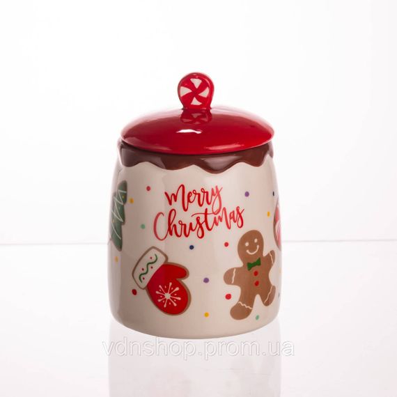 Банка для сипучих продуктів з кришкою з порцеляни 9×13 (см) Merry Christmas CR-1-42