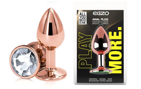 Анальна пробка із кристалом EGZO - Rose Gold Round Plug Clear size M Sex Aura