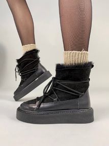 Угги женские кожаные черные