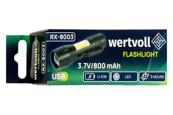 Фонарь ручной Vertvoll - 2LED (1COB) x 1Вт Li-ion | Зображення 6