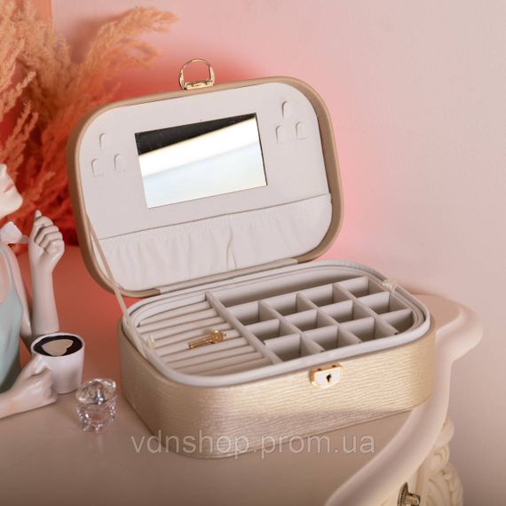 Шкатулка для украшений из эко кожи 2 яруса с замком органайзер для ювелирных изделий HP-5-1CR | Зображення 6