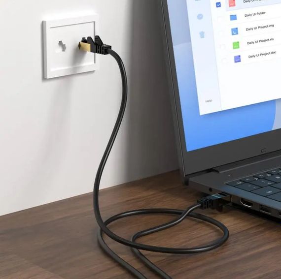 Сетевой интернет кабель для роутера Kakusiga KSC-745 CAT6 High-Speed 1Gbts LAN RJ45 5м - Black | Зображення 5
