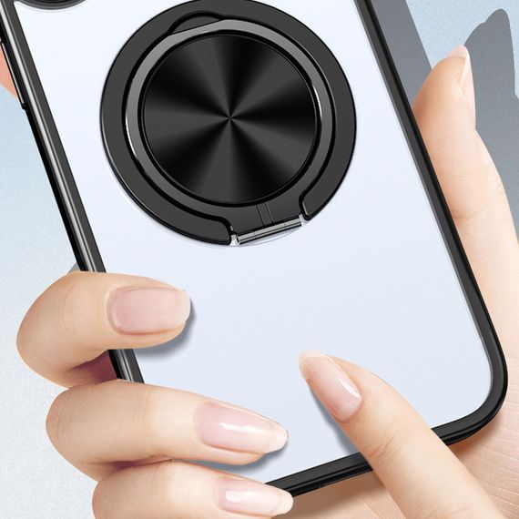 TPU+PC чохол Metal Ring with MagSafe для Apple iPhone 15 (6.1") Чорний | Зображення 1