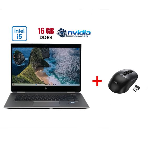 Мобільна робоча станція HP ZBook Studio x360 G5 / 15.6" (1920x1080) IPS / Intel Core i5-8400H (4 (8) ядер по 2.5 - 4.2 GHz) / 16 GB DDR4 / 480 GB SSD / nVidia Quadro P1000, 4 GB DDR5, 128-bit / WebCam б/в + Подарунок Бездротова миша HOCO GM28